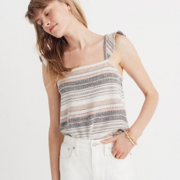 Madewell Tops - Madewell Texture & Thread Ruffle-Strap Tank Top L